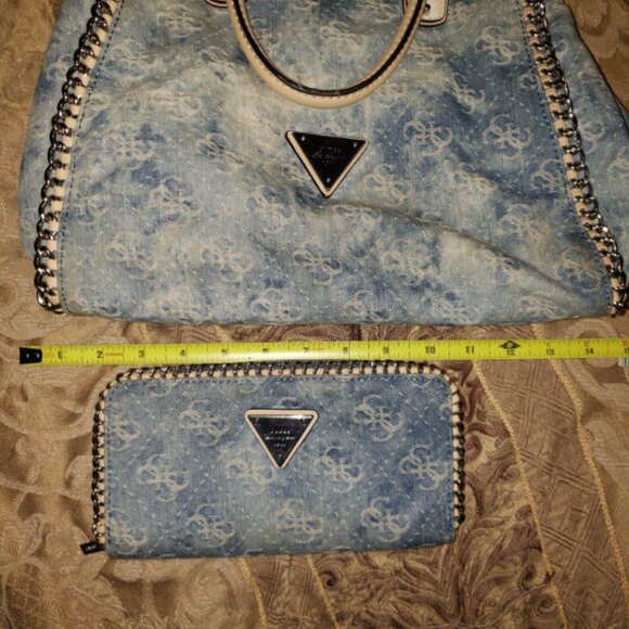 GUC - Blue Denim Guess Handbag + Matching Wallet - Picture 4 of 15